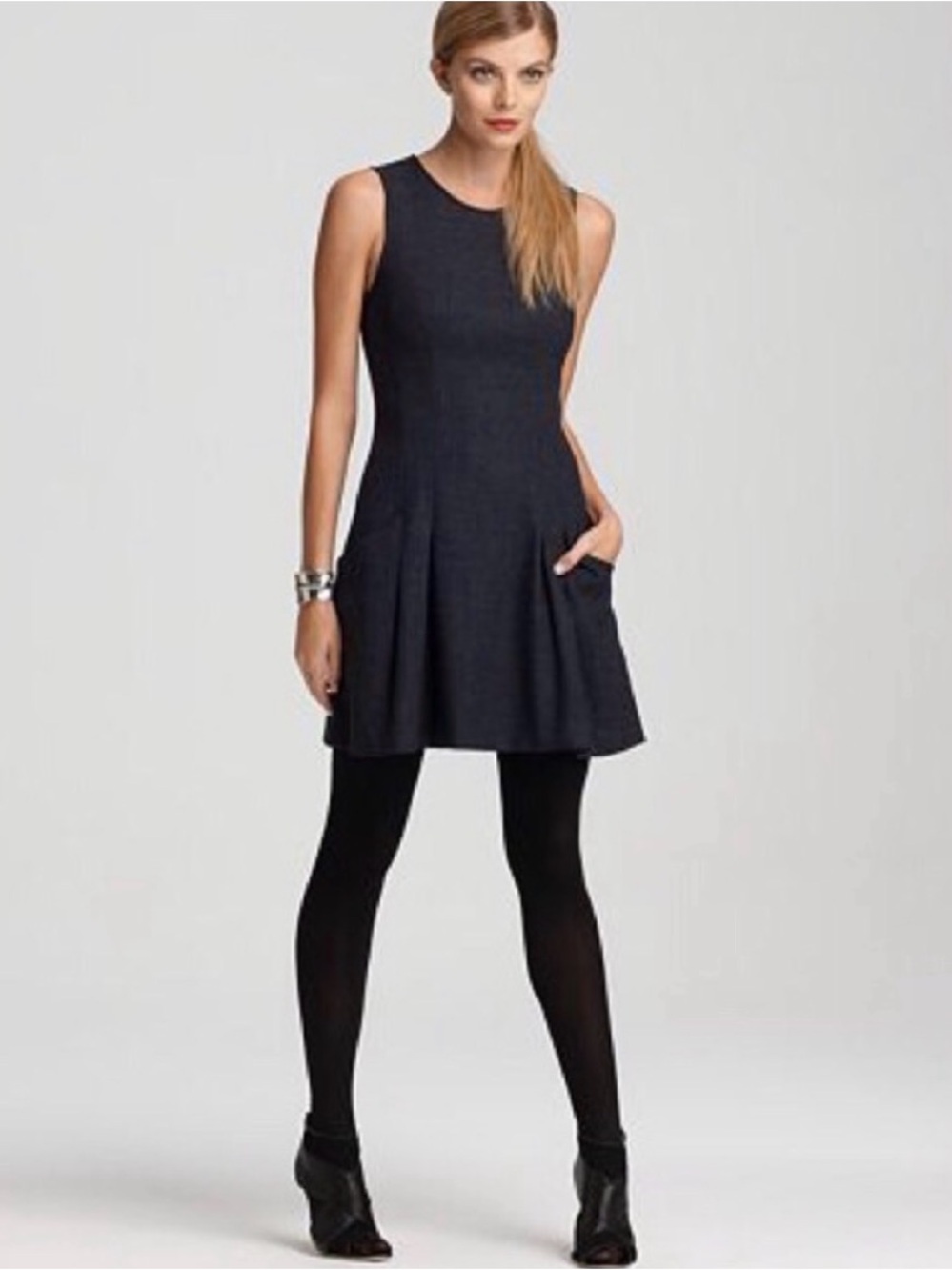 Theory Sleeveless Charcoal Gray Lemia Fern Wool Mini Dress 4